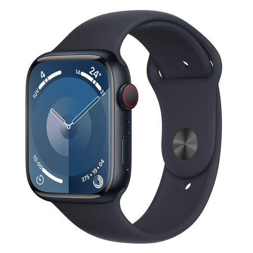 Produktbild Smartwatch - Apple Watch Series 9 45mm GPS + 4G Mitternacht Aluminiumgehäuse mit Sportarmband Mitternacht S/M