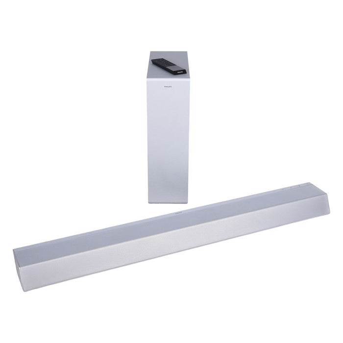 Philips B8505/10 2.1 Kanal Soundbar mit kabellosem Subwoofer HDM USB Bluetooth WiFi Silber
