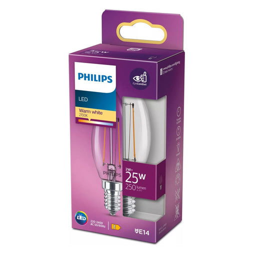 Produktbild LED-Filament - Philips 25W B35 E14 Filament-Kerzenlampe transparent