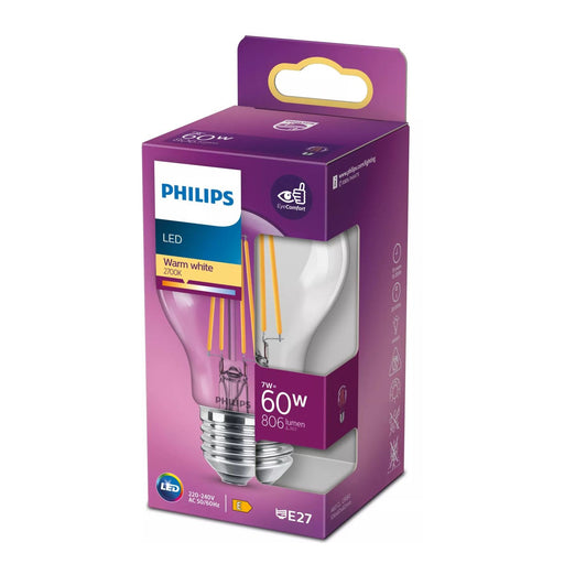 Produktbild LED-Filament - Philips 60 W A60 E27 LED-Filament-Lampe transparent
