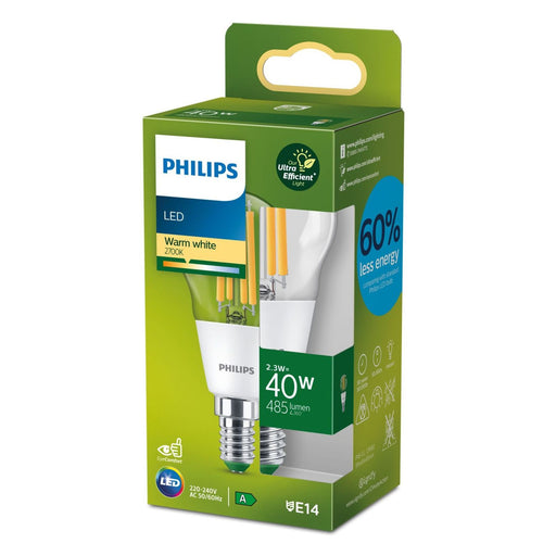 Produktbild LED-Filament - Philips 40W P45 E14 LED Filament Lampe transparent