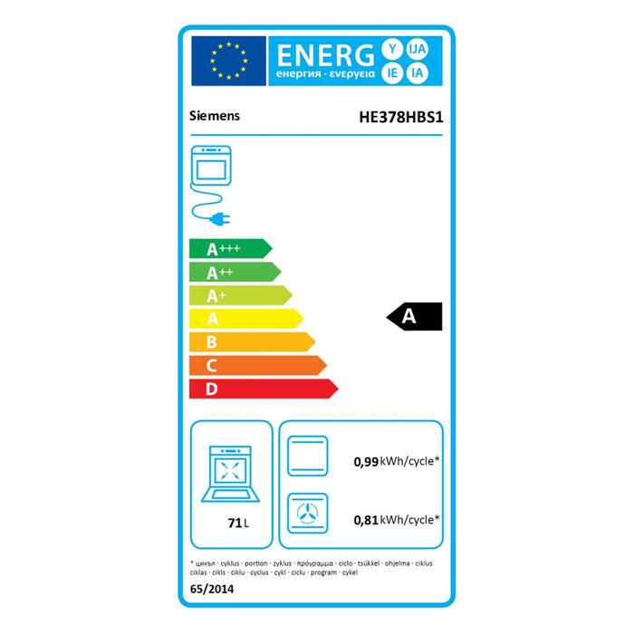 Siemens iQ500 HE378HBS1 Einbau-Herd 71L 60cm Edelstahl