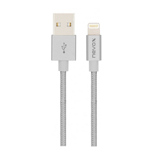Produktbild Lightningkabel - nevox Lightning USB Datenkabel 1m silbergrau MFi Nylon geflochten