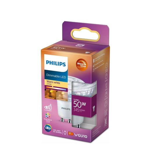 Produktbild LED-Leuchtmittel - Philips LED Lampe GU10 Warm White 3,8W=50W dimmbar 345 Lumen