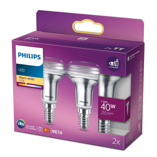 Produktbild LED-Leuchtmittel - Philips Reflektor LED Birne E14 2,8W=40W WarmWhite 210lumen 2er Pack