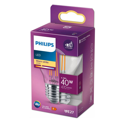 Produktbild LED-Leuchtmittel - Philips E27 LED Tropfen 4,3W=40W warmweiss 470lumen