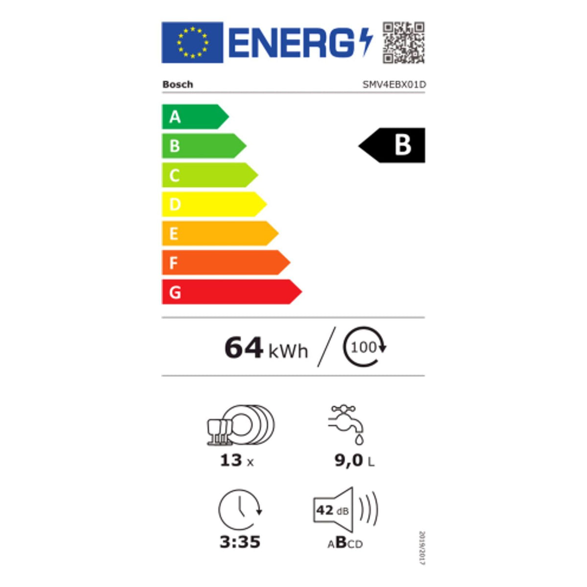 Produktbild vollintegrierbarer Geschirrspüler - Bosch Serie 4 SMV4EBX01D Spülmaschine Voll integriert 13 Maßgedecke