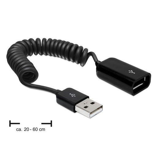 Produktbild USB-Kabel - Delock Verlängerungskabel USB 2.0-A Stecker 1,5m Spiralkabel schwarz