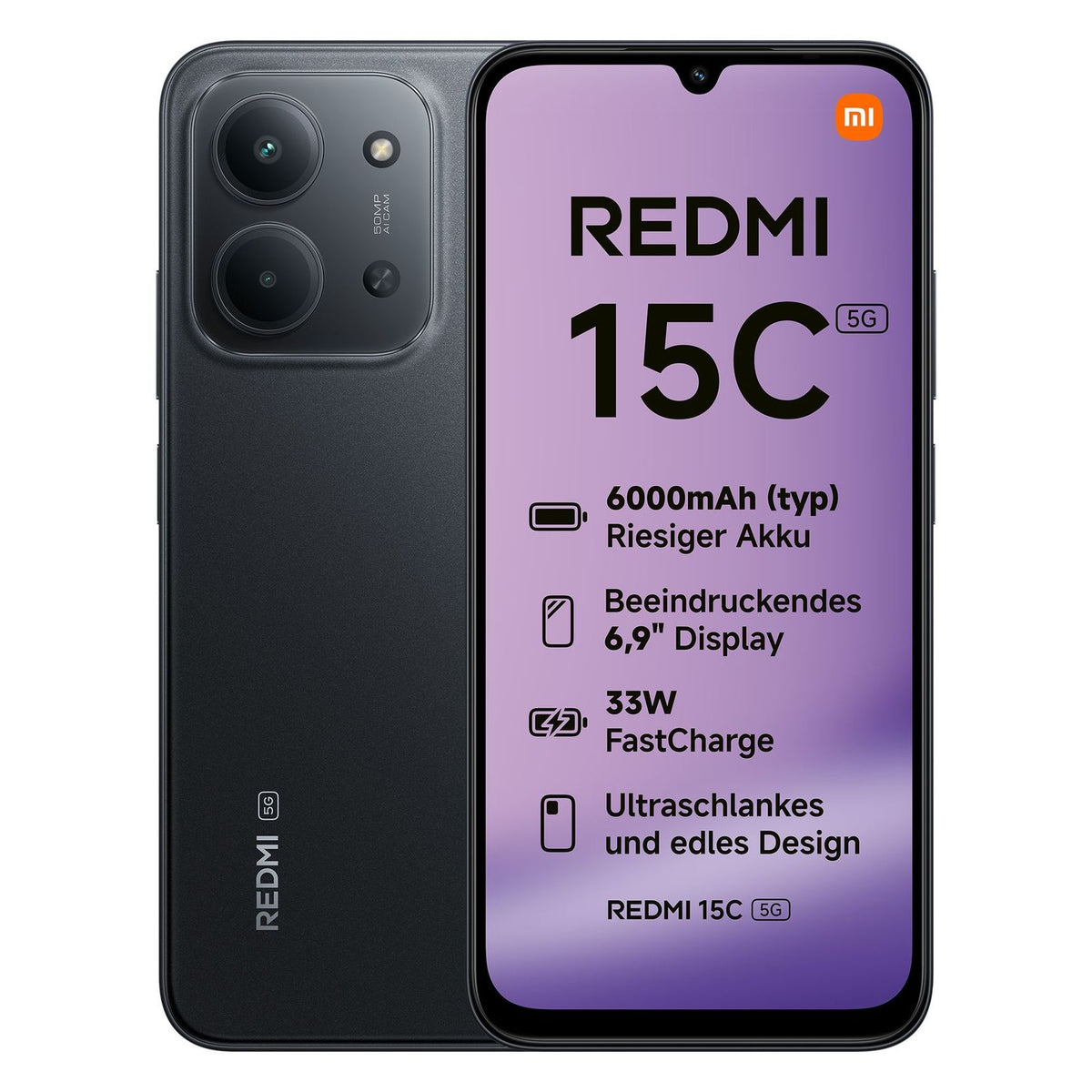 Produktbild Smartphone - Xiaomi REDMI 15C 5G Dual-SIM 128GB Midnight Black