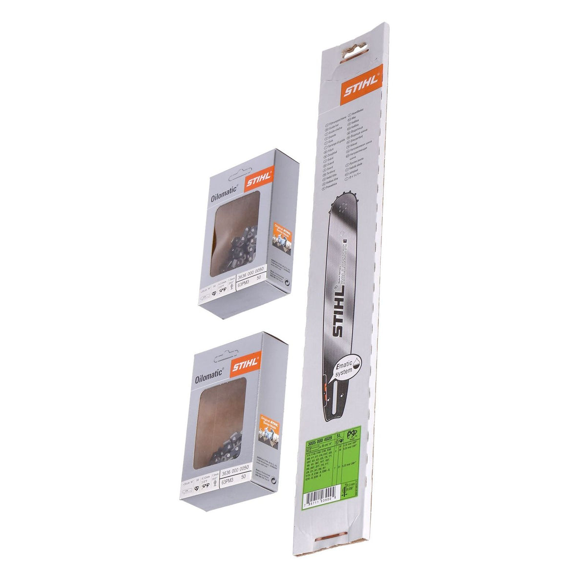 Produktbild Ohne Kategorie - Stihl KombiBox 2+1 Rollomatic E Führungsschiene 35 cm + 2x Sägekette Picco Micro 3/8" PM3