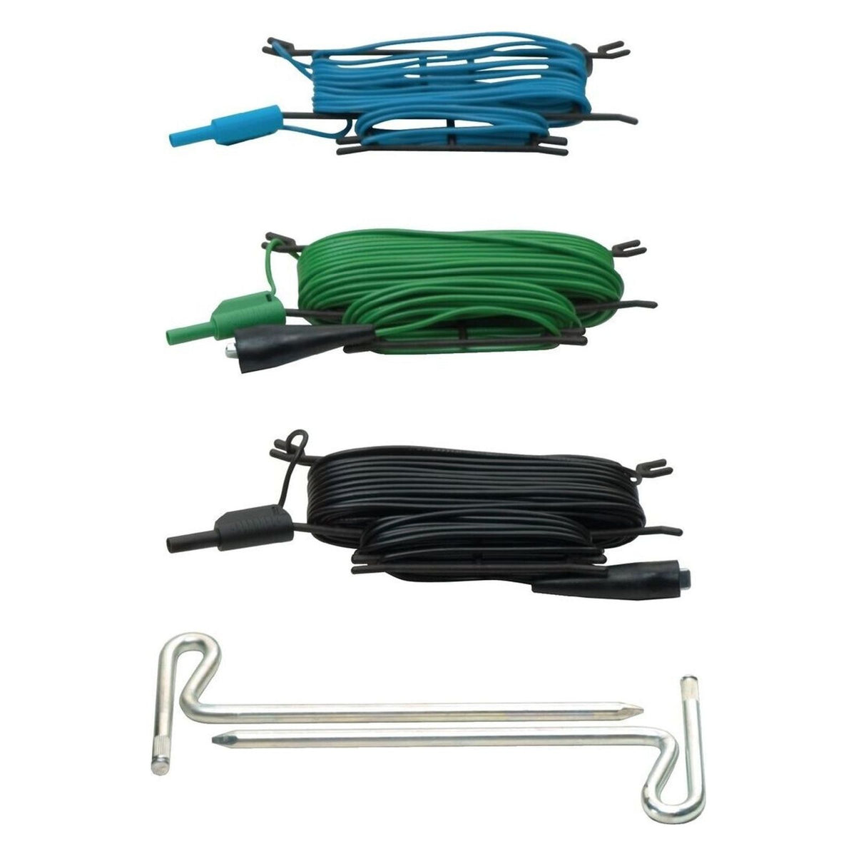 Produktbild Montagezubehör - Benning Erdungsset für IT 115/130/200 bis 20m, Lamellenstecker, 2 Erdspieße, 3 Leitungen