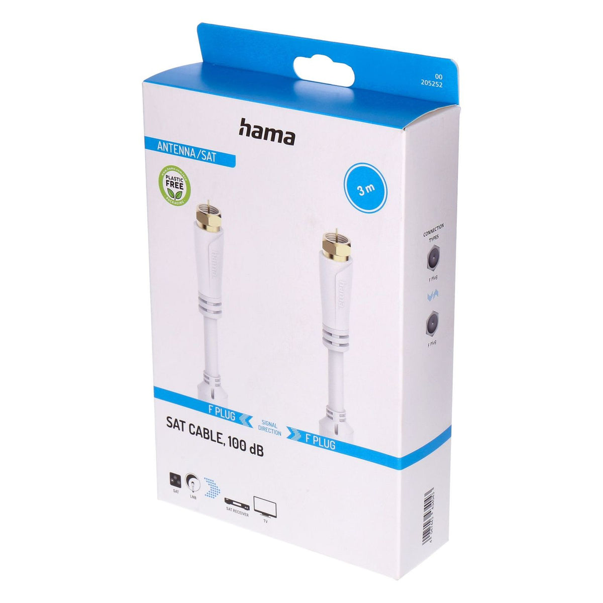 Produktbild SAT-Kabel - Hama Sat Cable 100dB 3m weiß