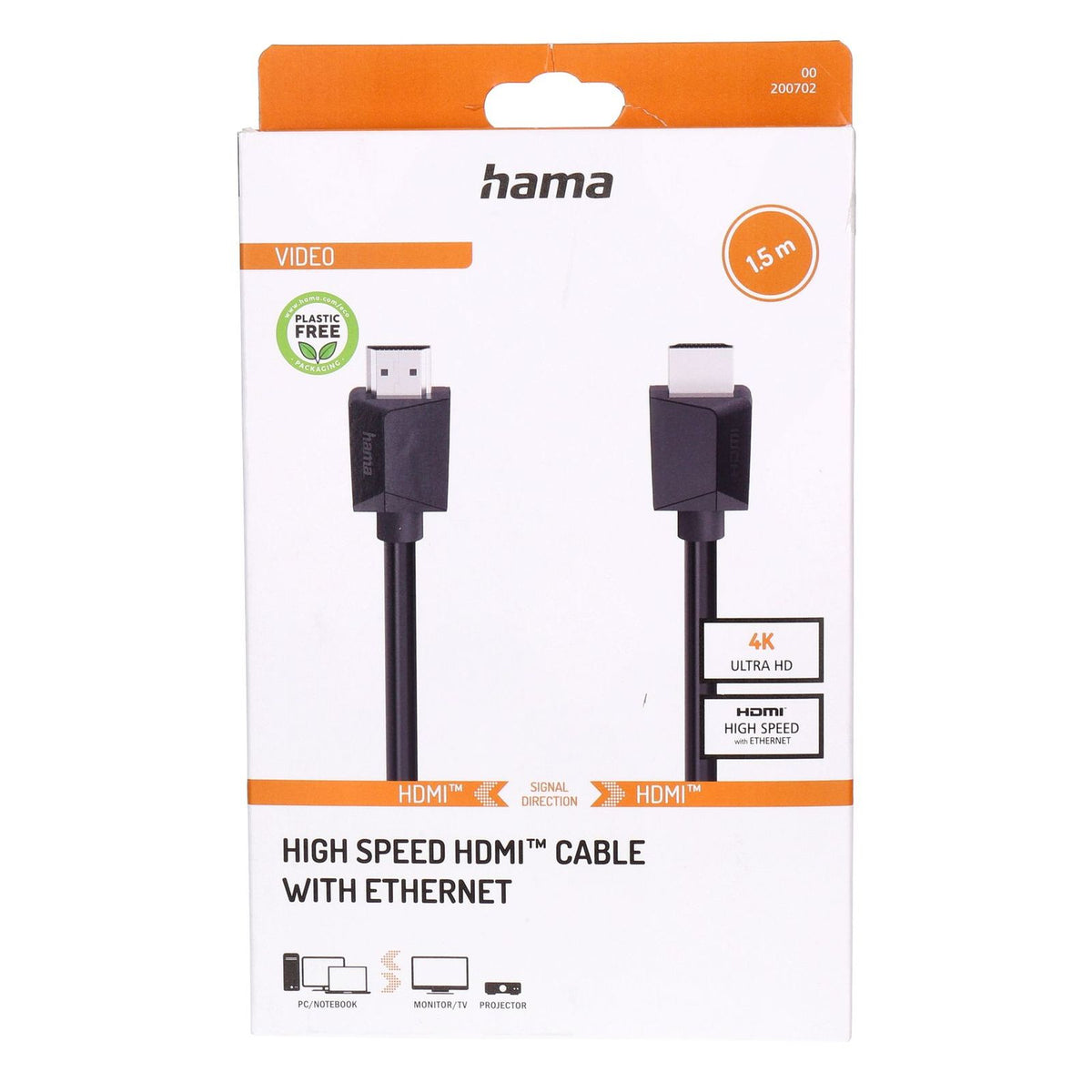 Produktbild HDMI-Kabel - Hama High Speed HDMI Cable With Ethernet 1,5m schwarz