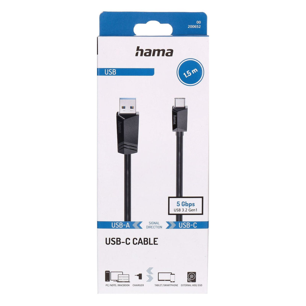 Produktbild USB-Kabel - Hama USB-C Kabel 1,5m schwarz