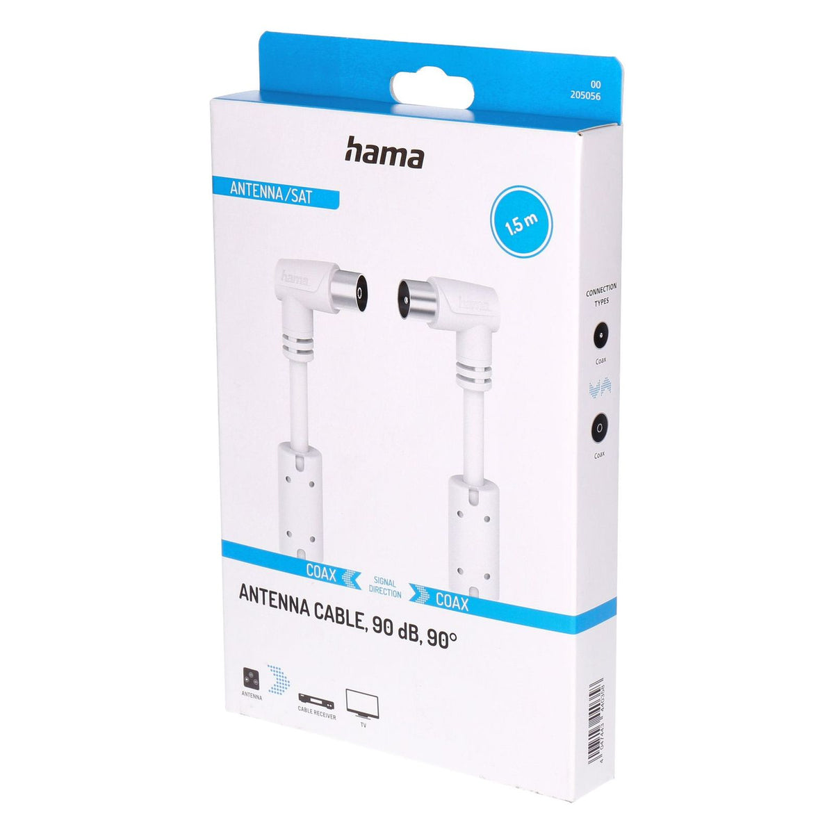Produktbild SAT-Kabel - Hama Antennen Kabel 90dB  90°  1,5m  weiß