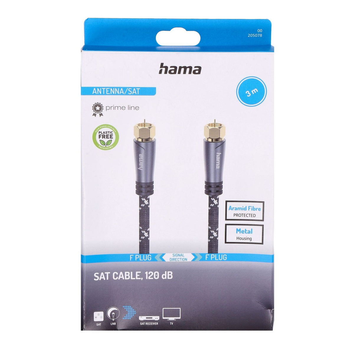 Produktbild SAT-Kabel - Hama  Sat Kabel 120dB  3m