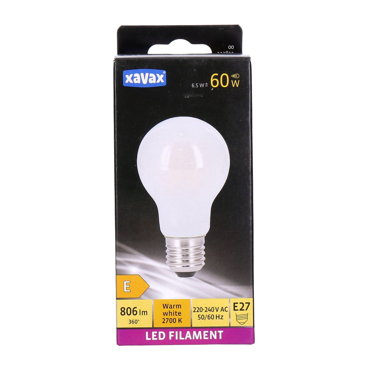 Produktbild LED-Filament - Xavax E27 LED Filament Birne Warmweiß 6.5W=60W 806lm
