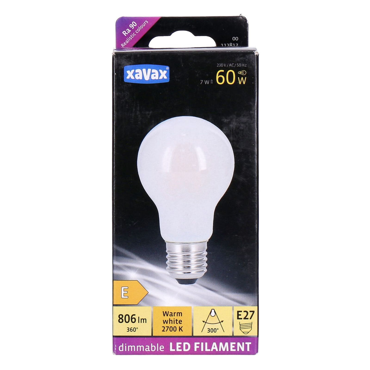 Produktbild LED-Filament - Xavax E27 LED Filament Birne Dimmbar warmweiß 7W=60W 806lm