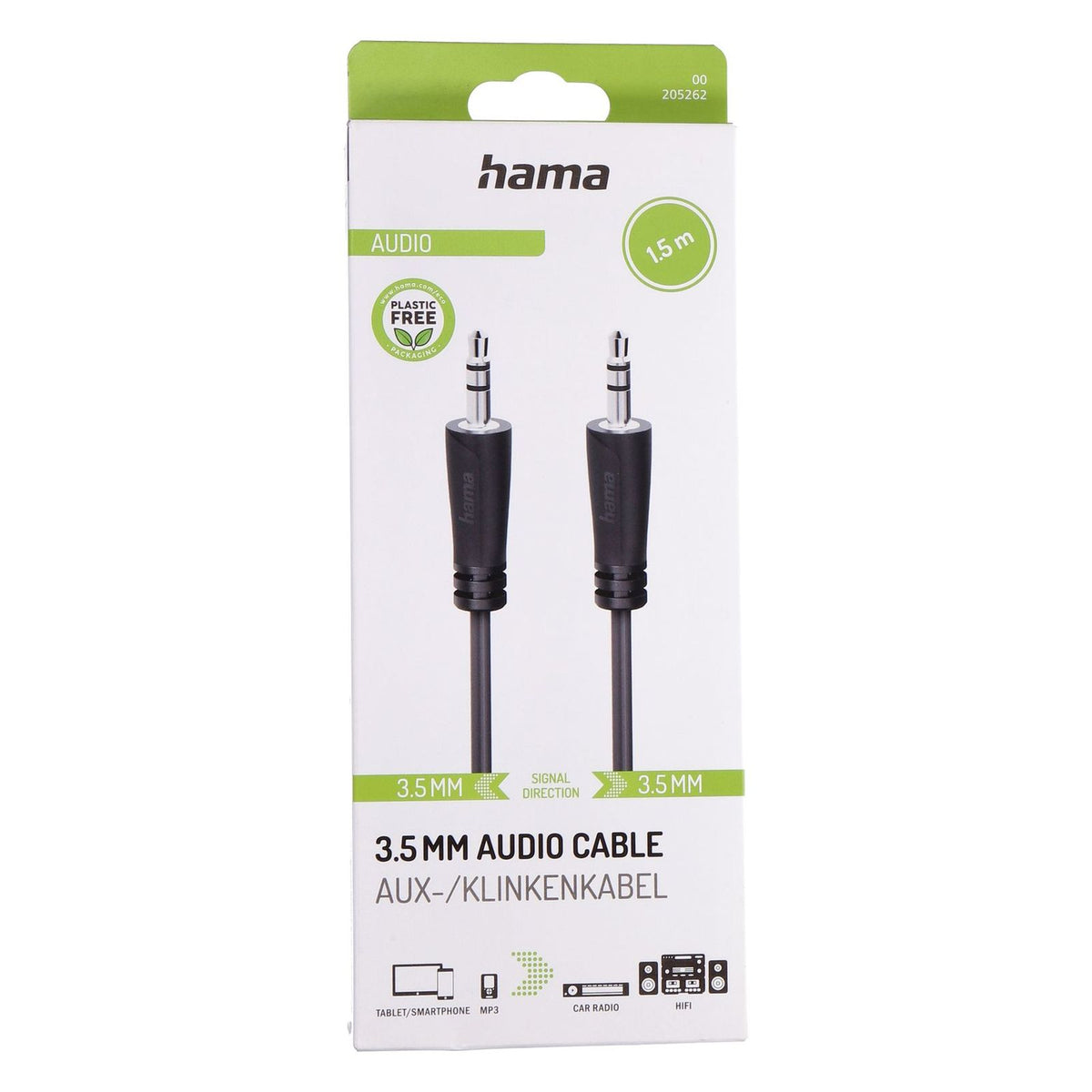 Produktbild Audio-Kabel - Hama 3,5MM Audio Kabel AUX-/Klinkenkabel 1,5m