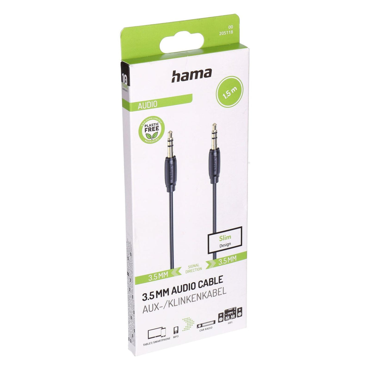 Produktbild Audio-Kabel - Hama AUX-/Klinkenkabel 3.5MM  1,5m