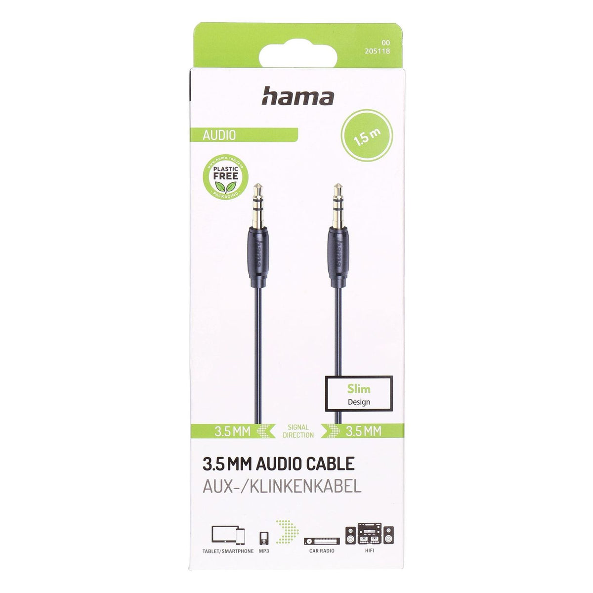 Produktbild Audio-Kabel - Hama AUX-/Klinkenkabel 3.5MM  1,5m
