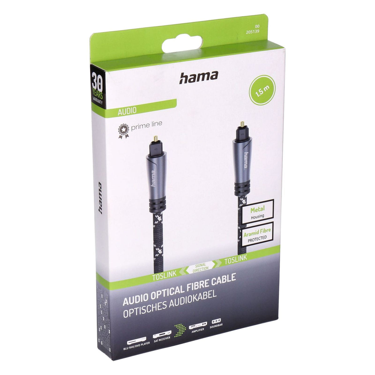 Produktbild Lichtleiterkabel - Hama Optisches Audiokabel prime line 1,5m