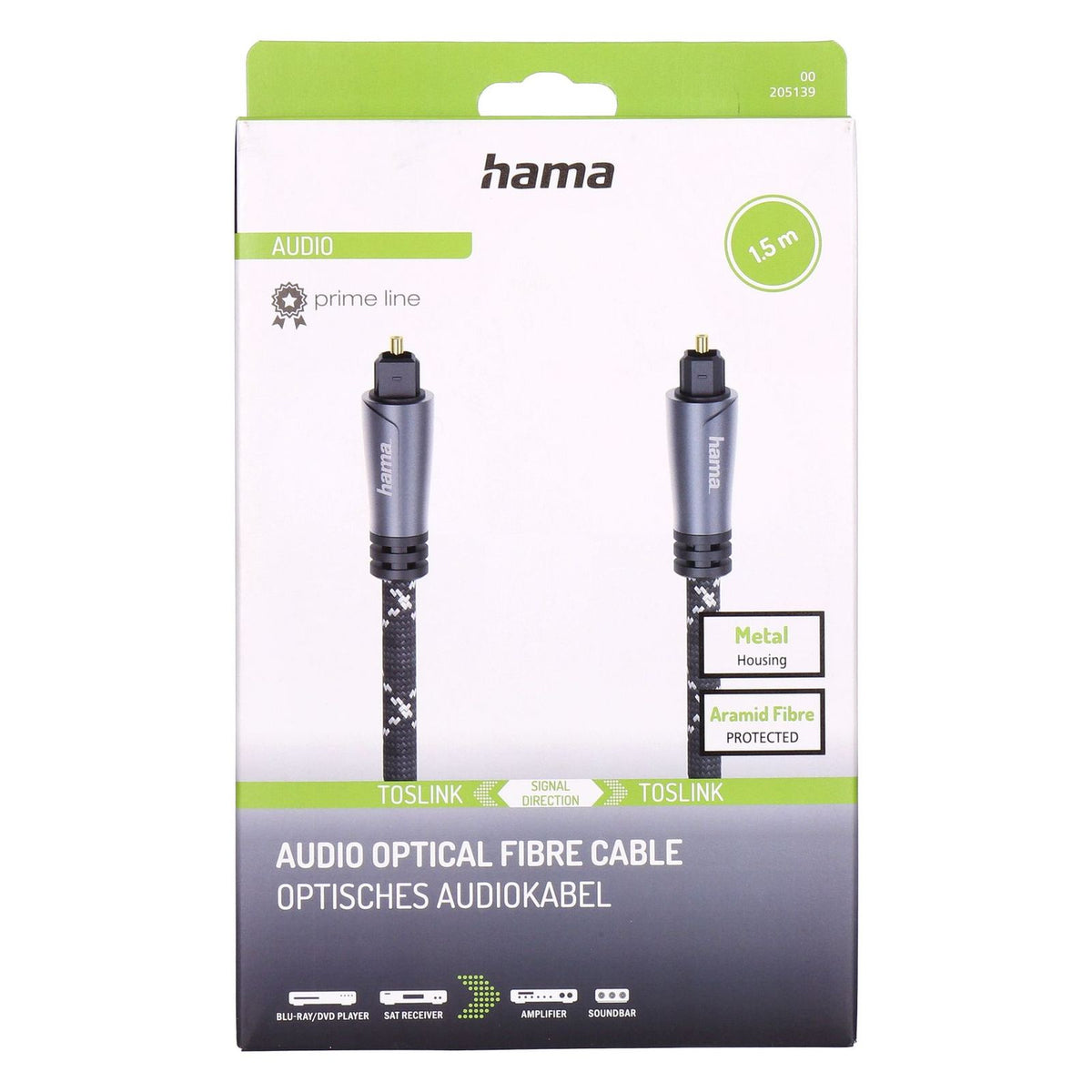 Produktbild Lichtleiterkabel - Hama Optisches Audiokabel prime line 1,5m