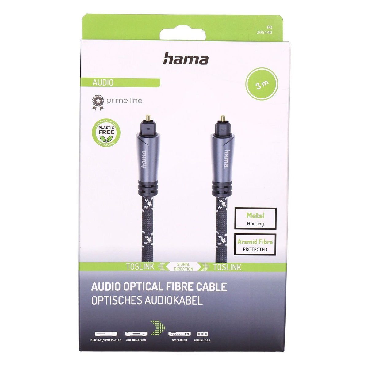 Produktbild Lichtleiterkabel - Hama Optisches Audiokabel prime line  3m