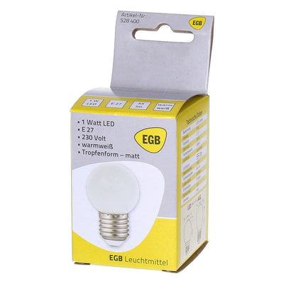 E27 Leuchtmittel Tropfenform 1Watt warmweiß matt 55lm