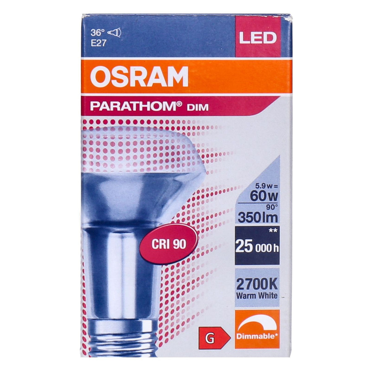 Produktbild LED-Leuchtmittel - Osram Parathom LED-Spot E27 R63 5.9W 350lm 36D - 927 Extra Warmweiß | Höchste Farbwiedergabe