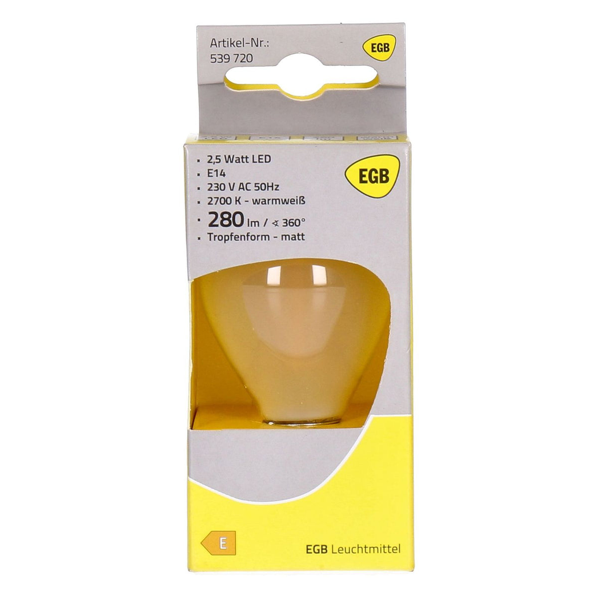 Produktbild LED-Leuchtmittel - EGB LED Tropfenlampe E14 2,5W 280lm warmweiß