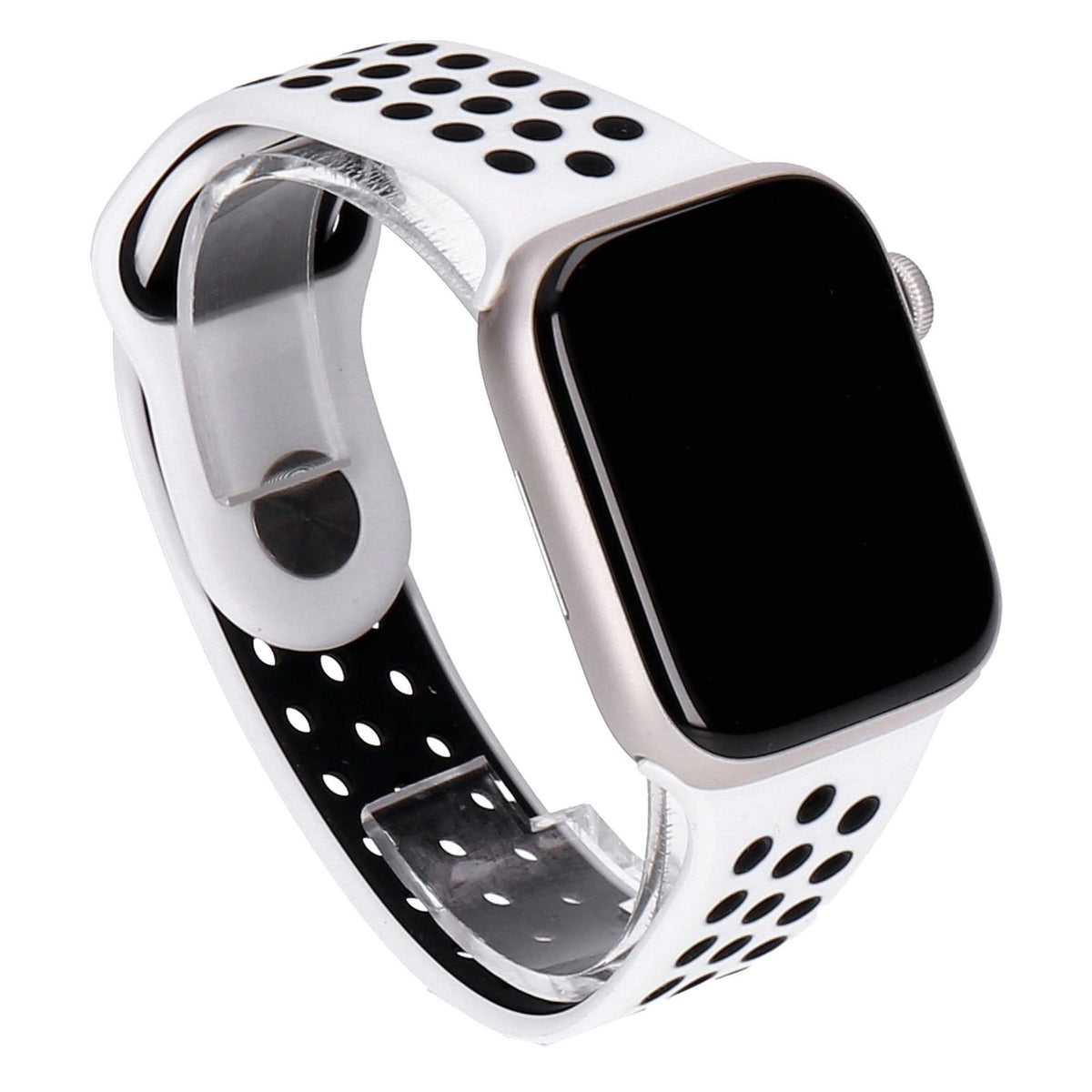 Produktbild Smartwatch - Apple Watch Series 7 Nike 45mm GPS+LTE Polarstern Aluminiumgehäuse mit Sportarmband platinum/schwarz