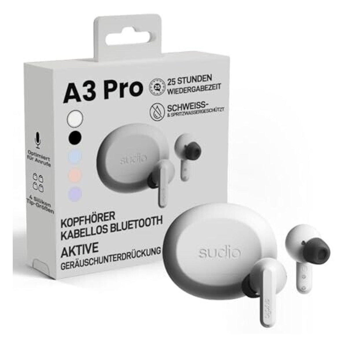 Produktbild wireless In-Ear-Kopfhörer - SUDIO A3 Pro In-ear Kopfhörer Bluetooth Weiß