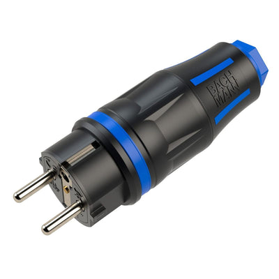 Profi-Schutzkontaktstecker CEE7/7gummiert schwarz / blau