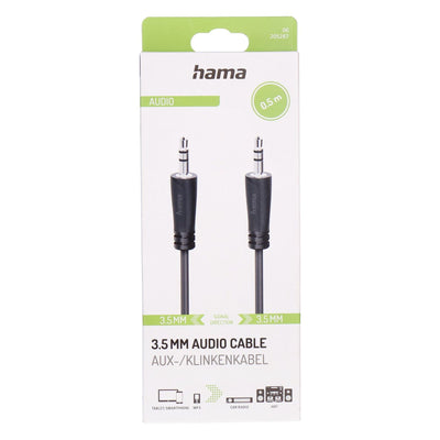 AUX-Klinkenkabel 3,5 mm Stecker auf Stecker 0,5 m schwarz