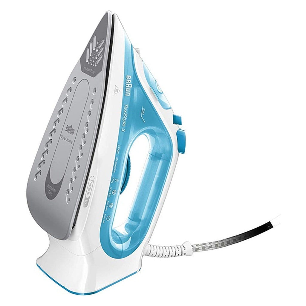 Produktbild Dampfbügeleisen - Braun TexStyle 3 SI 3041 GR Dampfbügeleisen 2350 Watt Türkis, Weiß