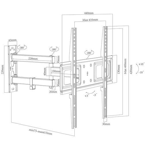 Produktbild TV-Wandhalterung - VCM B-SN 400 TV-Wandhalterung 26 - 55 Zoll schwarz