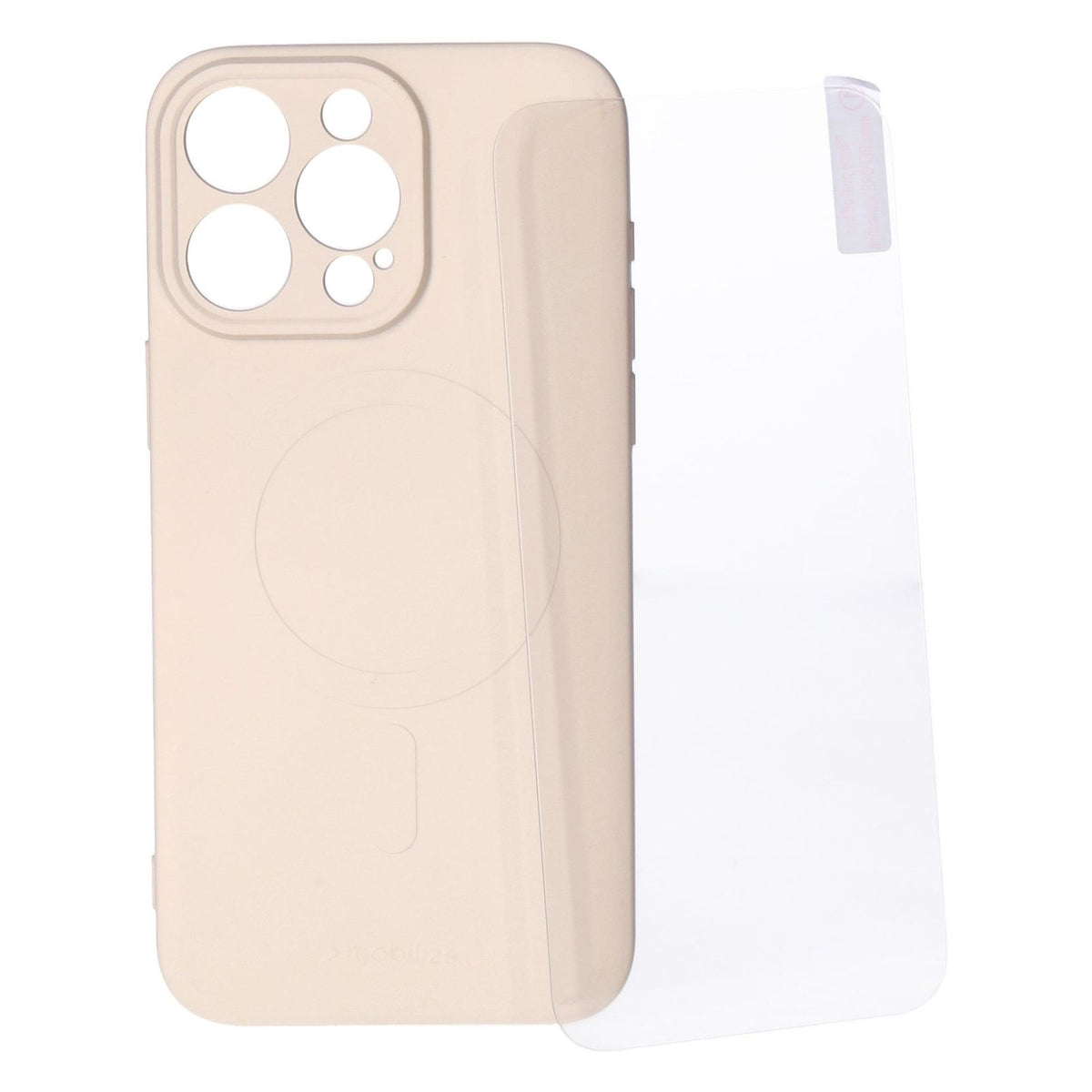 Produktbild Smartphone-Hülle - Mobilize Protection Pack iPhone 15 Pro Max Silikon Case creme und Displayschutz