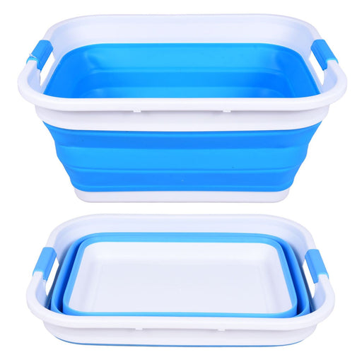 Produktbild Netzwerk-Switch - SAMMART 41L faltbarer Wäschekorb weiß/himmelblau