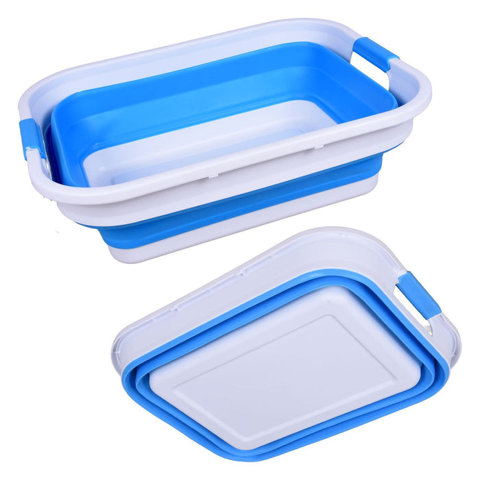 SAMMART 41L faltbarer Wäschekorb weiß/himmelblau