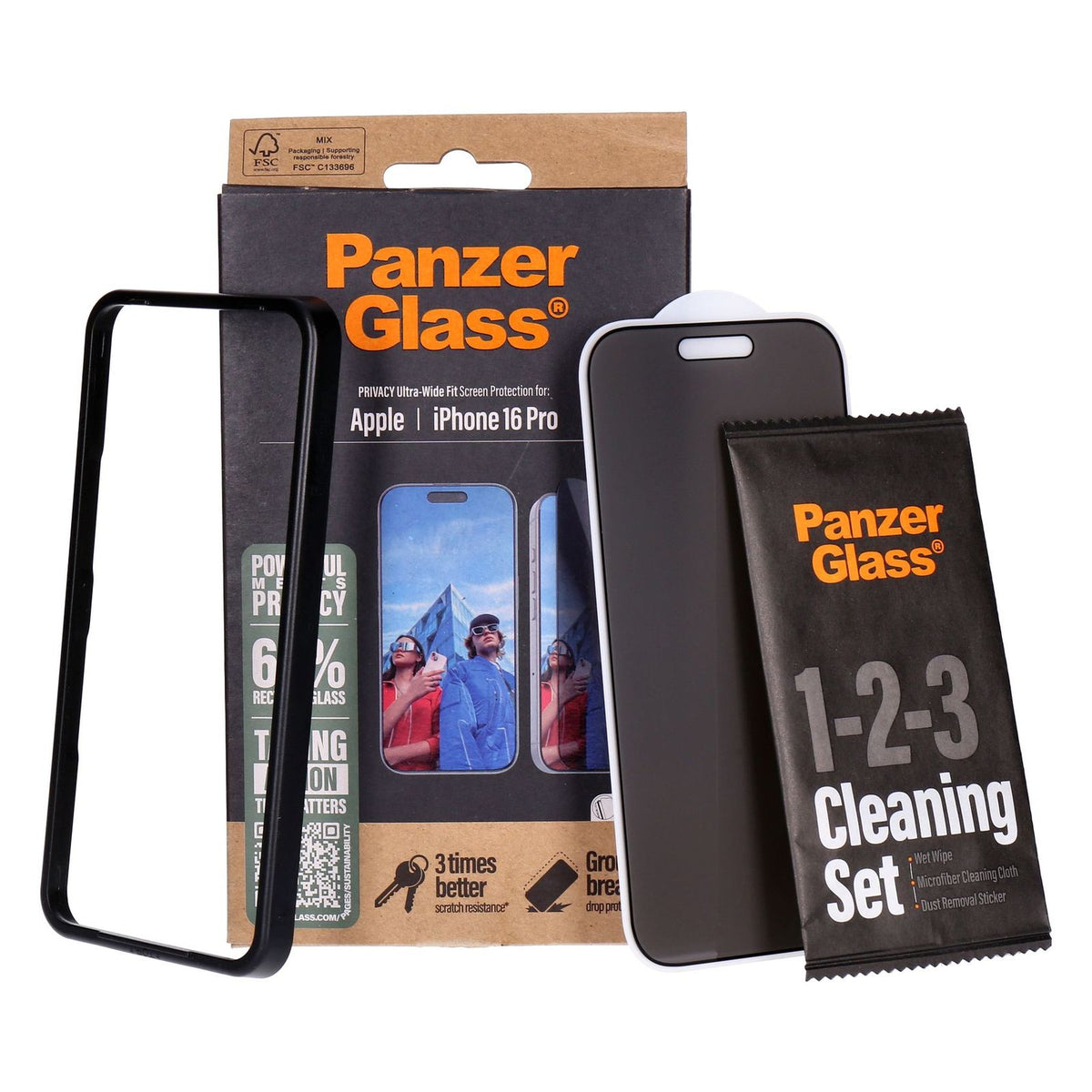 Produktbild Displayschutzglas - PanzerGlass Privacy Ultra-Wide Fit Displayschutz für Apple iPhone 16 Pro