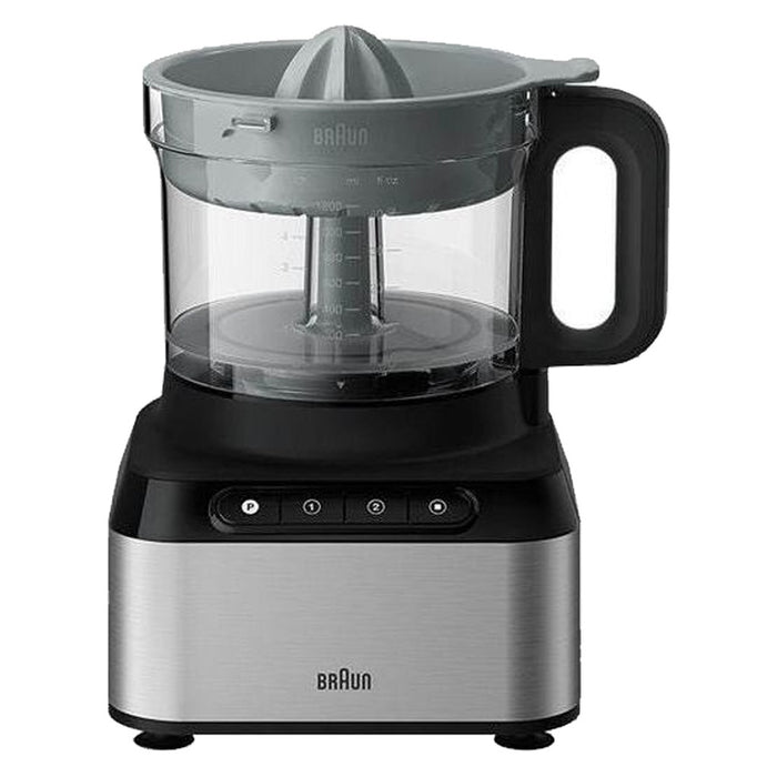 Braun PureEase FP 3233 SI Küchenmaschine Edelstahl 800 Watt Mixer 2,1 Liter schwarz/silber