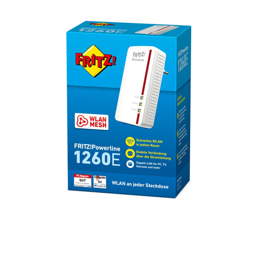 Produktbild WLAN-Access Point - AVM FRITZ! Powerline 1260E 1200 Mbit/s Eingebauter Ethernet-Anschluss WLAN Weiß 1 Stück(e)