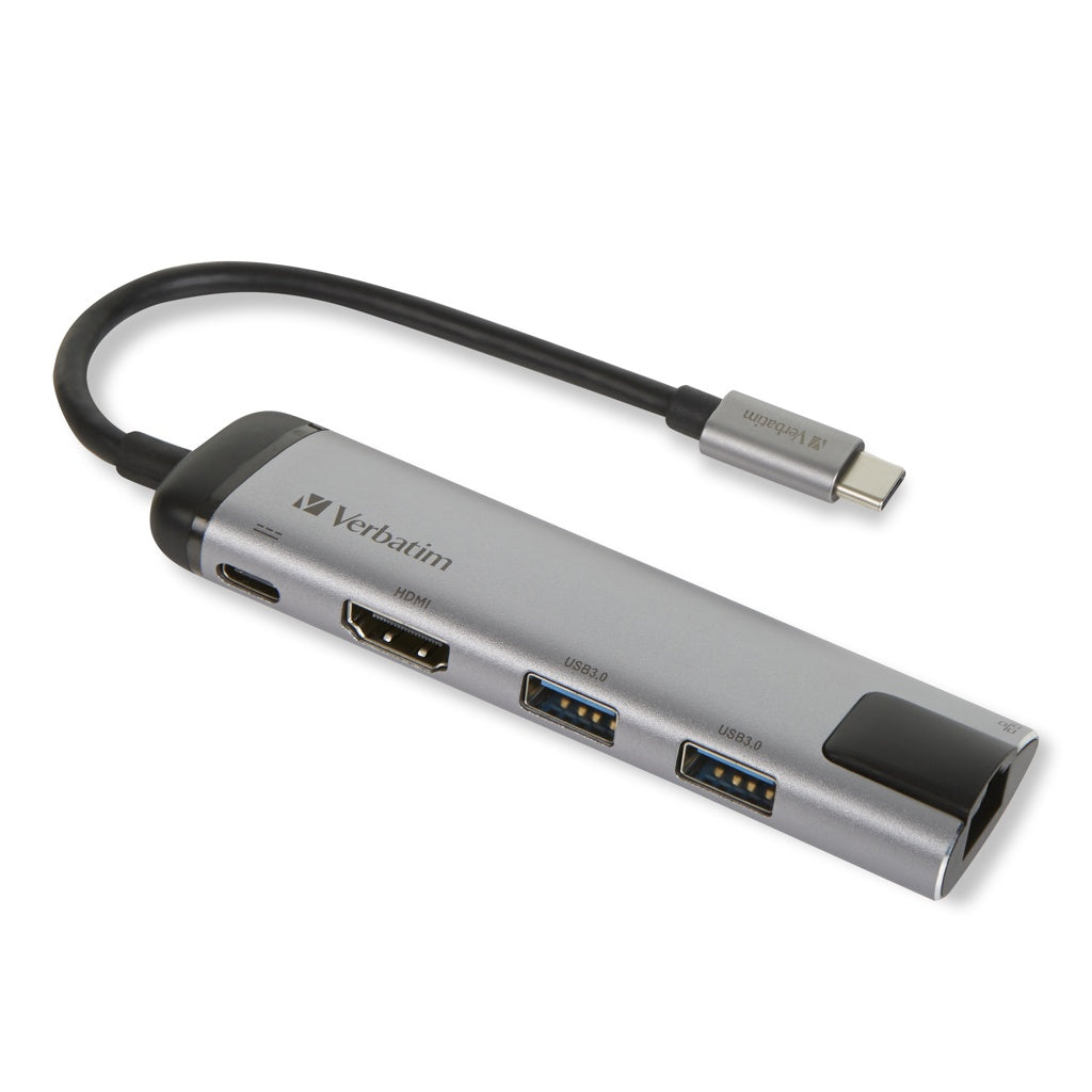 Produktbild USB-Adapter - Verbatim 49141 Schnittstellen-Hub USB 3.2 Gen 1 (3.1 Gen 1) Type-C 1000 Mbit/s Schwarz, Silber