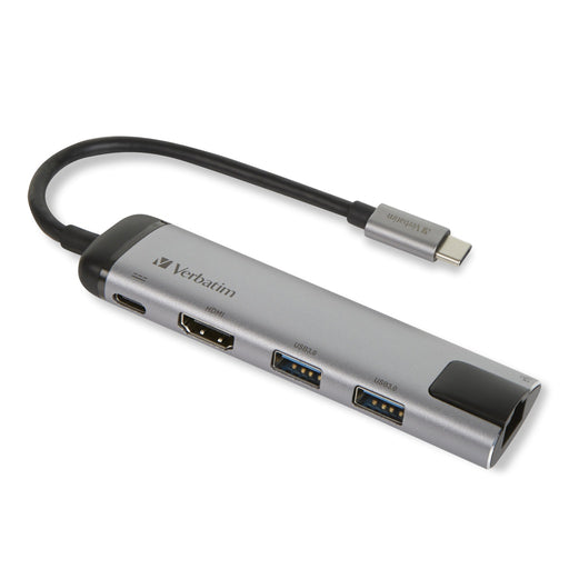 Produktbild USB-Adapter - Verbatim 49141 Schnittstellen-Hub USB 3.2 Gen 1 (3.1 Gen 1) Type-C 1000 Mbit/s Schwarz, Silber