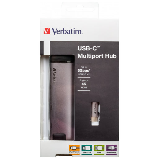 Produktbild USB-Adapter - Verbatim 49141 Schnittstellen-Hub USB 3.2 Gen 1 (3.1 Gen 1) Type-C 1000 Mbit/s Schwarz, Silber
