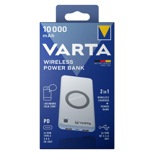 Produktbild Powerbank - Varta 57913 Lithium Polymer (LiPo) 10000 mAh Kabelloses Aufladen Weiß