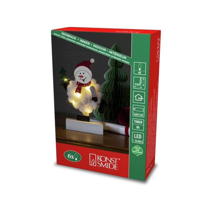 Konstsmide  LED Holzsilhouette Schneemann LED Holzsilhouette Schneemann mit Baumwolle, Timer