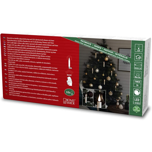 Produktbild LED-Christbaumkerzen - Konstsmide 10 kabellose Baumkerzen, 3D Flamme, Timer, Fernbed