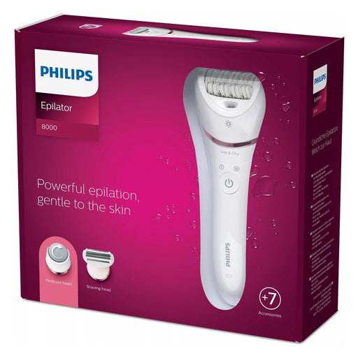 Produktbild Präzisionsepilierer - Philips Epilator Series 8000 BRE730/10 Akku-Epilierer Wet & Dry Weiß, Pink